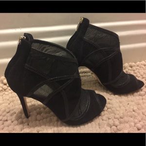 Karen Millen caged lace & suede black booties